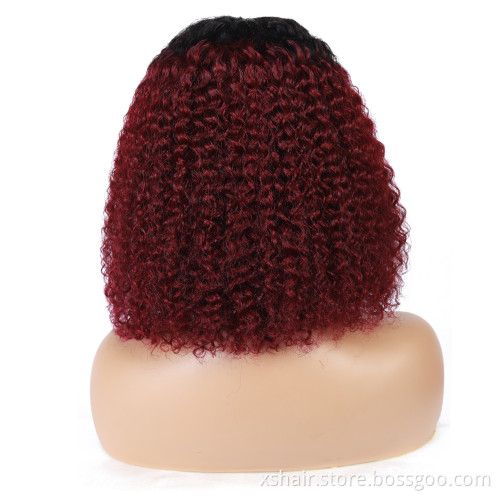 Water wave  Natural Wave Human Hair Wigs 99J Burgundy Red Color Human hair wig weave human hair wig
